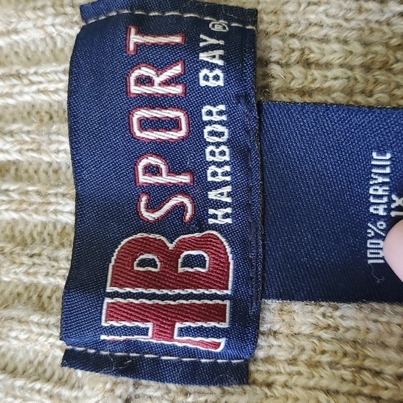 HB SPORT, men's sweater tan with flecks. Size 1X. Soft acrylic. MDe In the USA. - Picture 5 of 7
